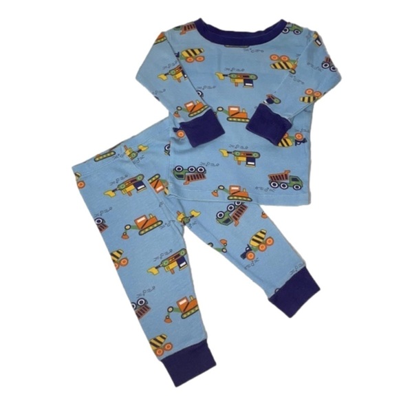 New Jammies 100% Organic Cotton 12 mo Construction 2 piece pajama set trucks - Picture 1 of 9